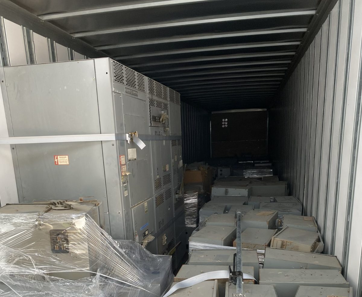 Electrical bus duct and gear sections loaded in a trailer after our crew handled the teardown at our cost
